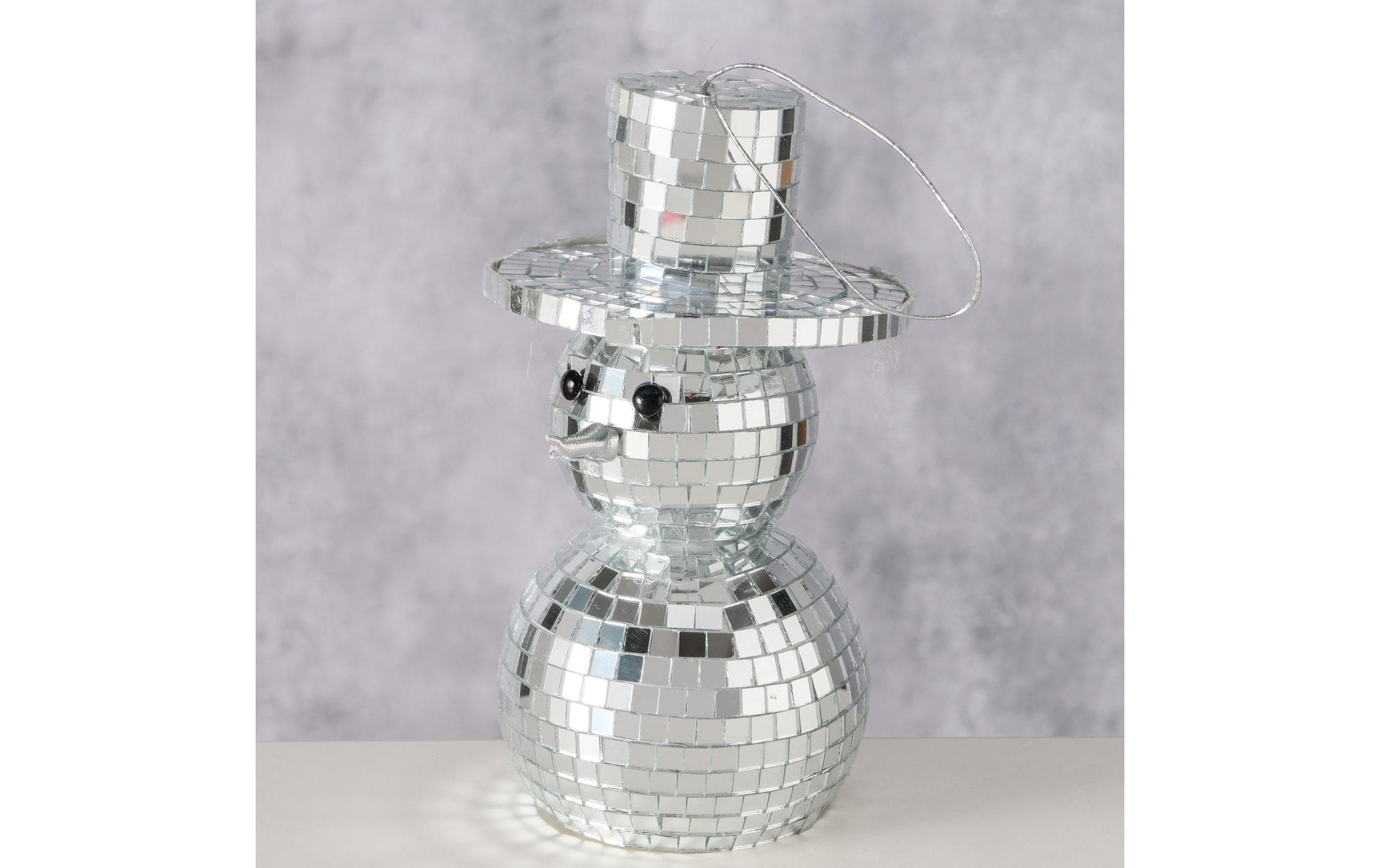 Boltze Weihnachtsschmuck Schneemann Disco Silber, 14 x 8 cm