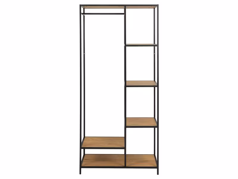 AC Design Garderobe Seaford 77 x 45 x 165 cm, Eiche/Schwarz