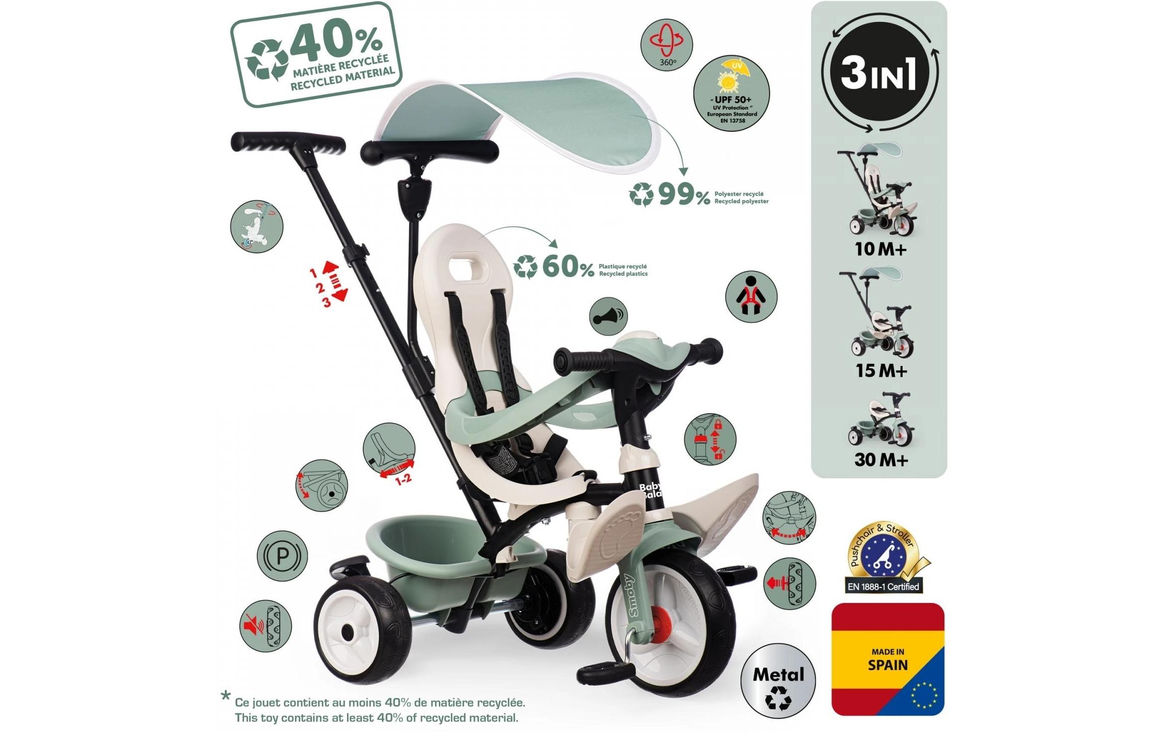 Smoby Dreirad Baby Balade Mint