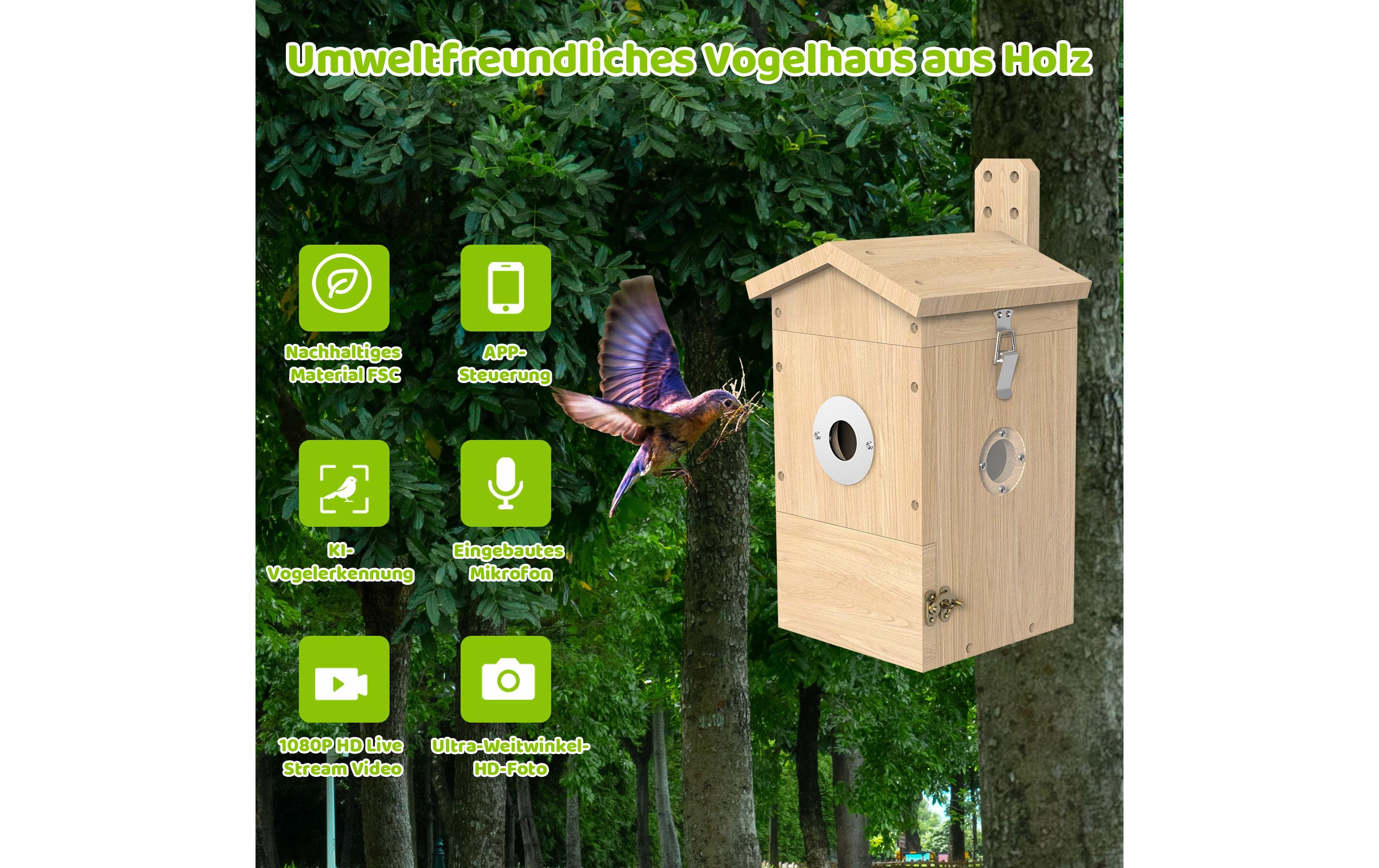 Sanilu Vogel Nistkasten mit Kamera, Solarpanel inklusive Sanilu Vogel Nistkasten mit Kamera, Solarpanel inklusive