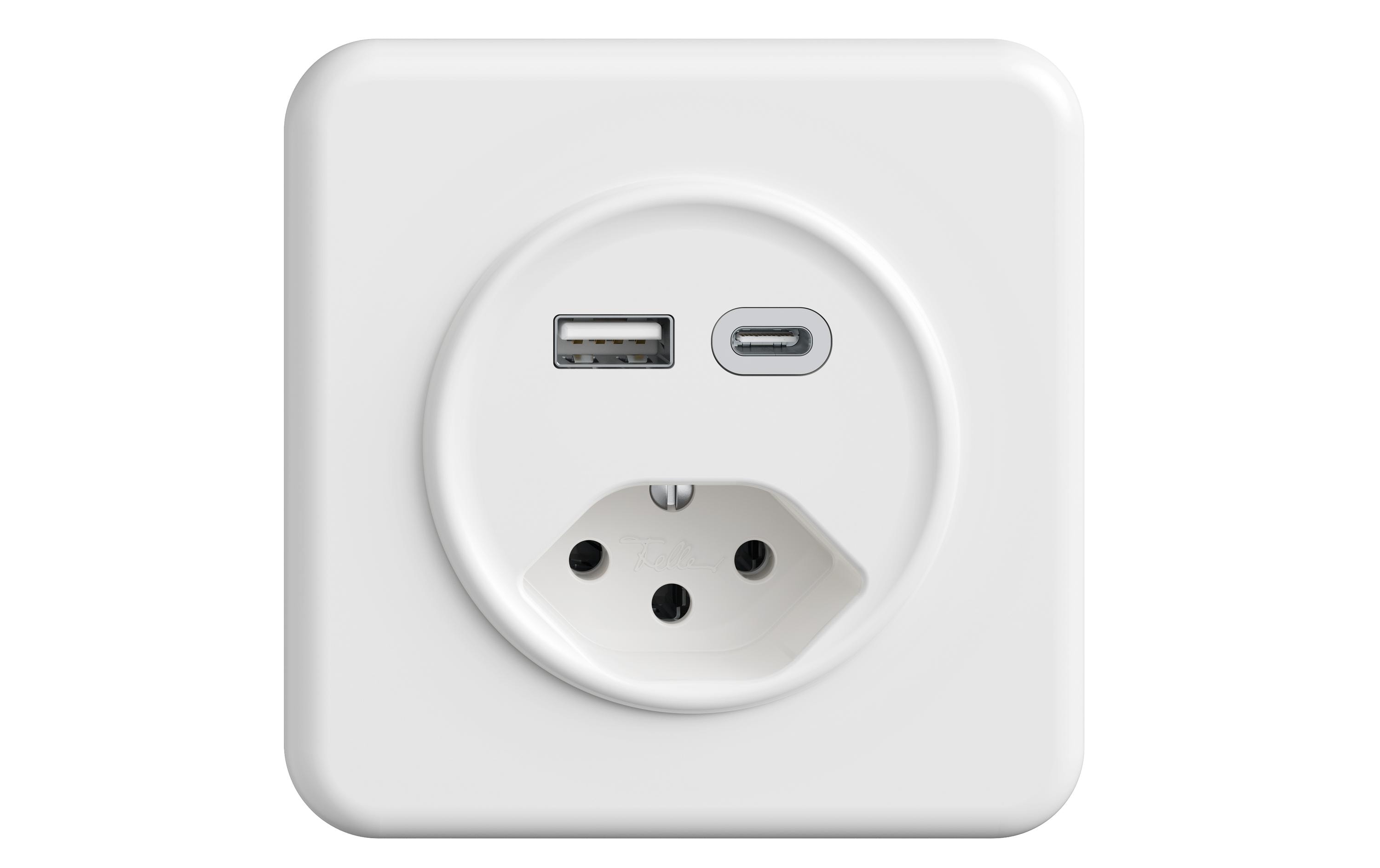 Feller STANDARDdue STANDARDdue Steckdose 1xUSB A,1xUSB C 3 A, 15 W Weiss Feller STANDARDdue STANDARDdue Steckdose 1xUSB A,1xUSB C 3 A, 15 W Weiss