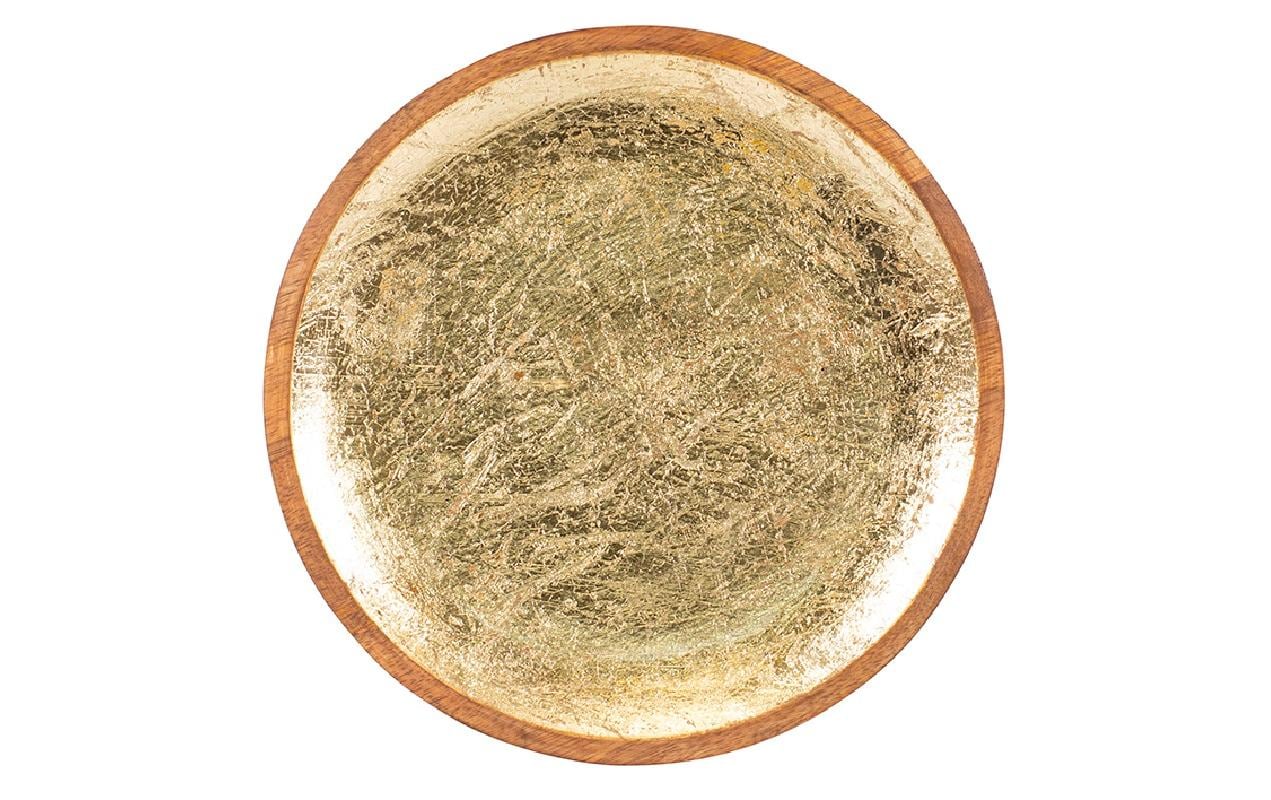 Kadastar Servierplatte Shine Ø 25 cm, Braun/Gold