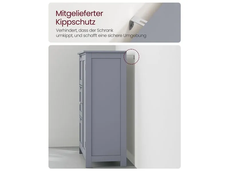 VASAGLE Kommode in Landhausstil 60 x 80 cm, Grau
