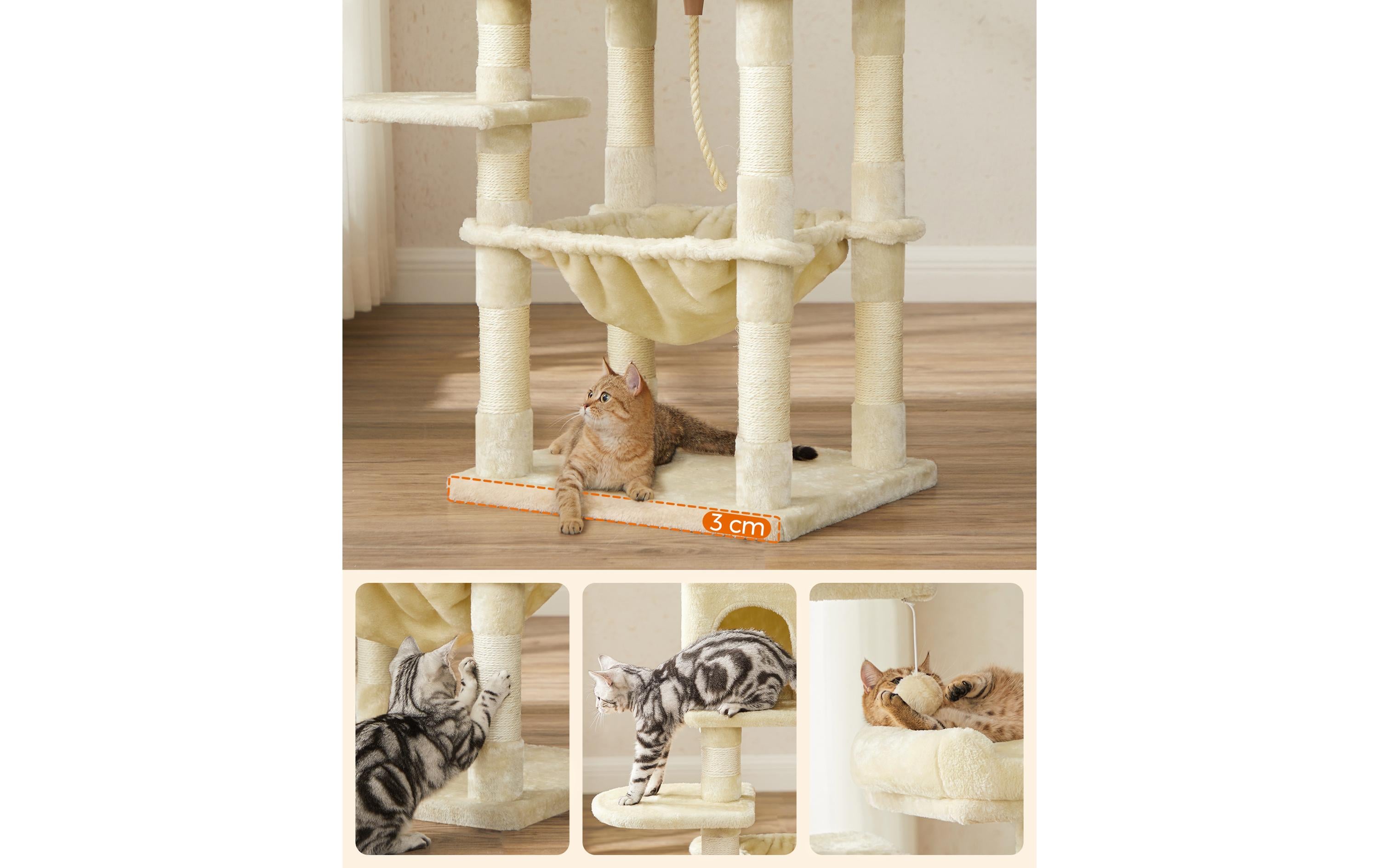 Feandrea Kratzbaum mit Hängematte 143 cm, Beige