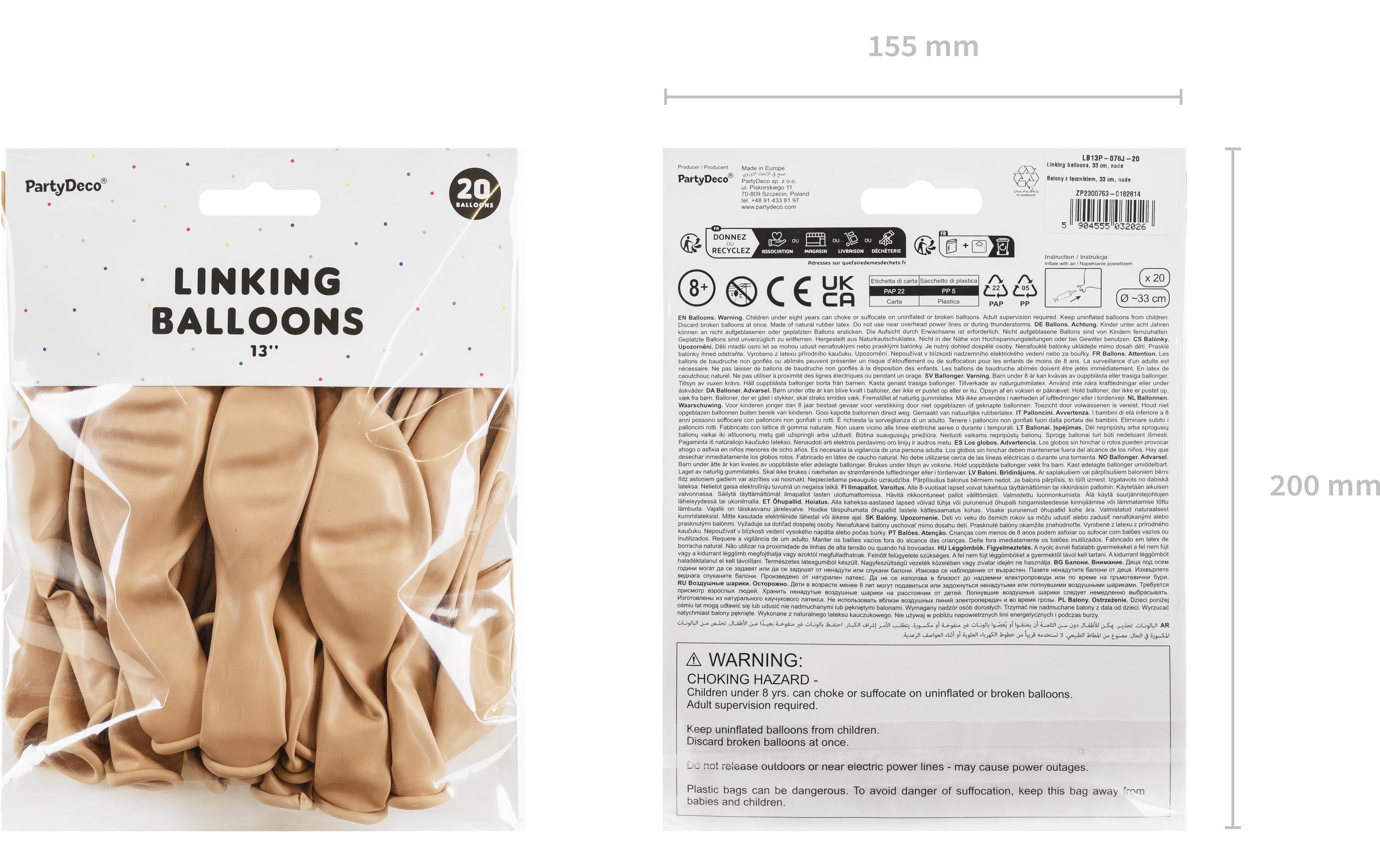 Partydeco Luftballon Nude 33 cm, 20 Stück