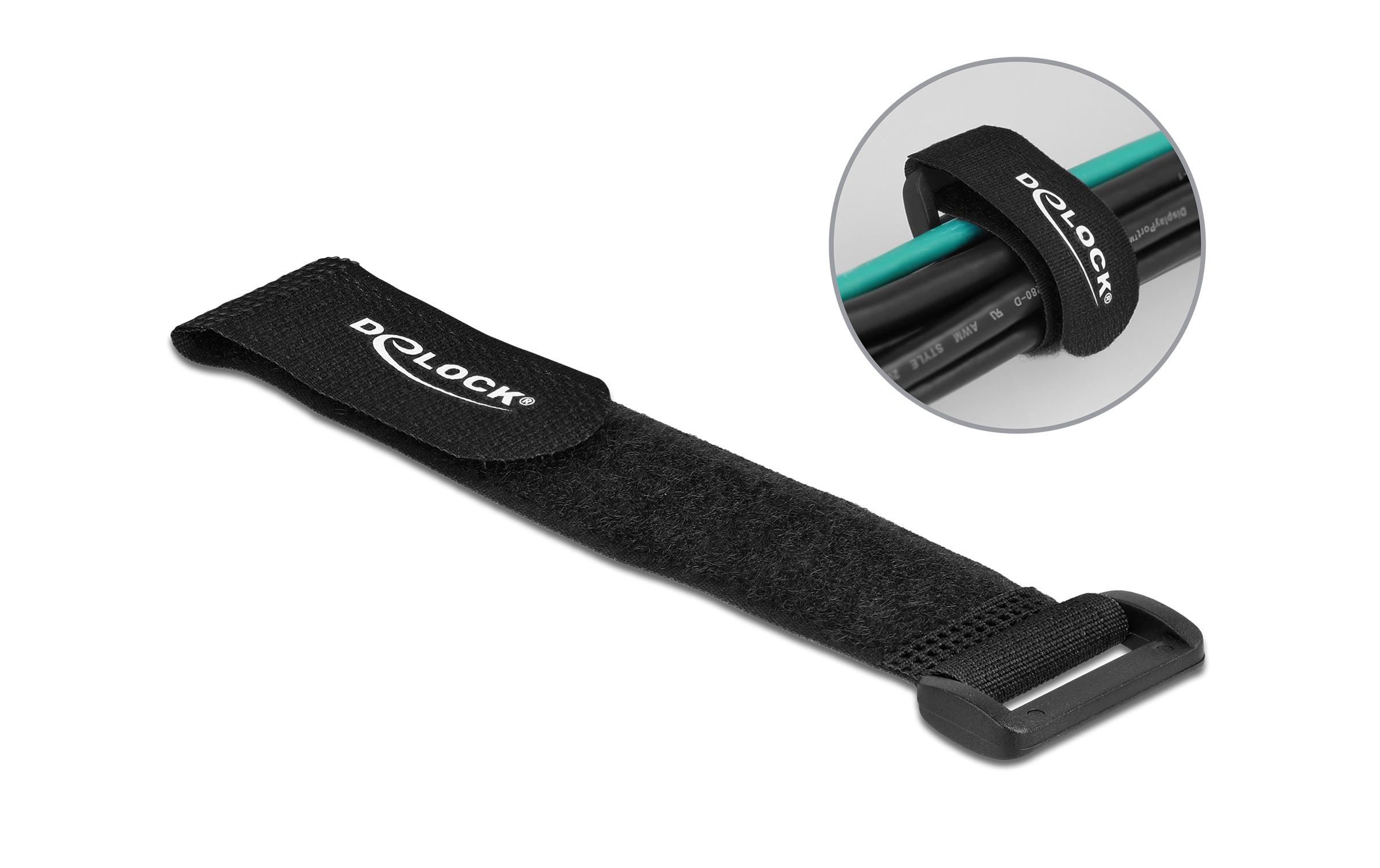 Delock Klettkabelbinder Schwarz 190 mm x 25 mm 5 Stück