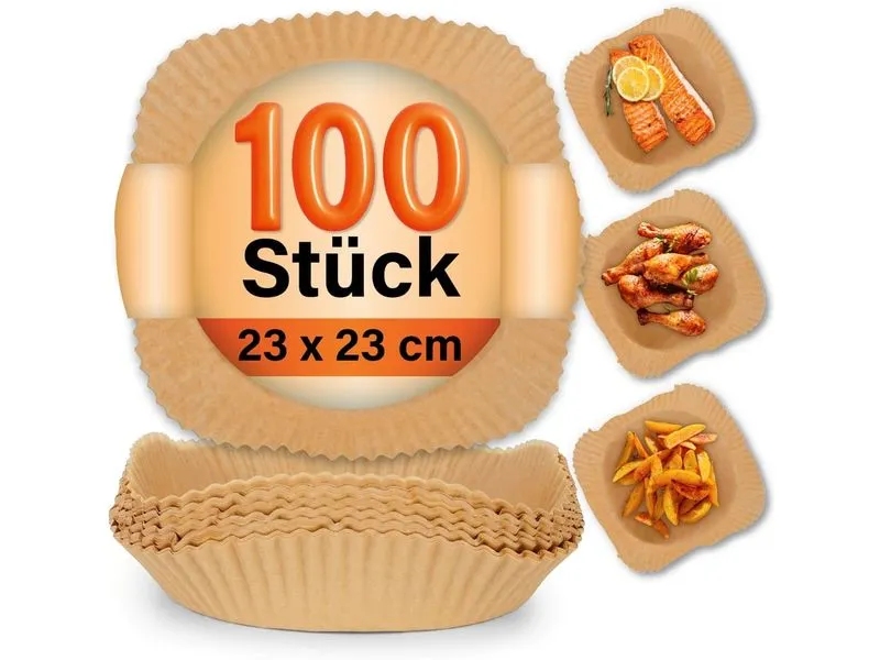 GOURMETmaxx Backpapierschalen, 23 x 23 x 4.5 cm, 100 Stück