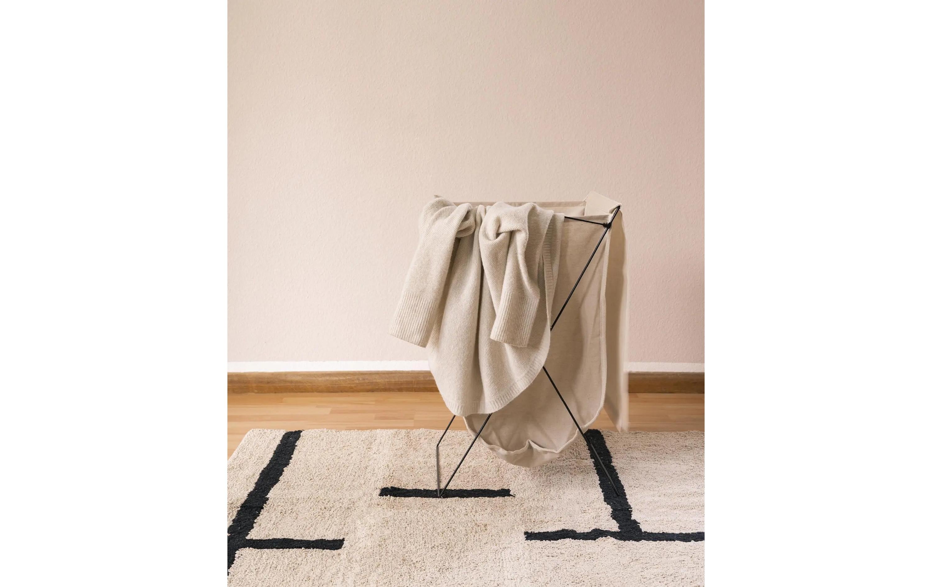 Esmée Wäschekorb mit Metall 30 l, Beige/Schwarz