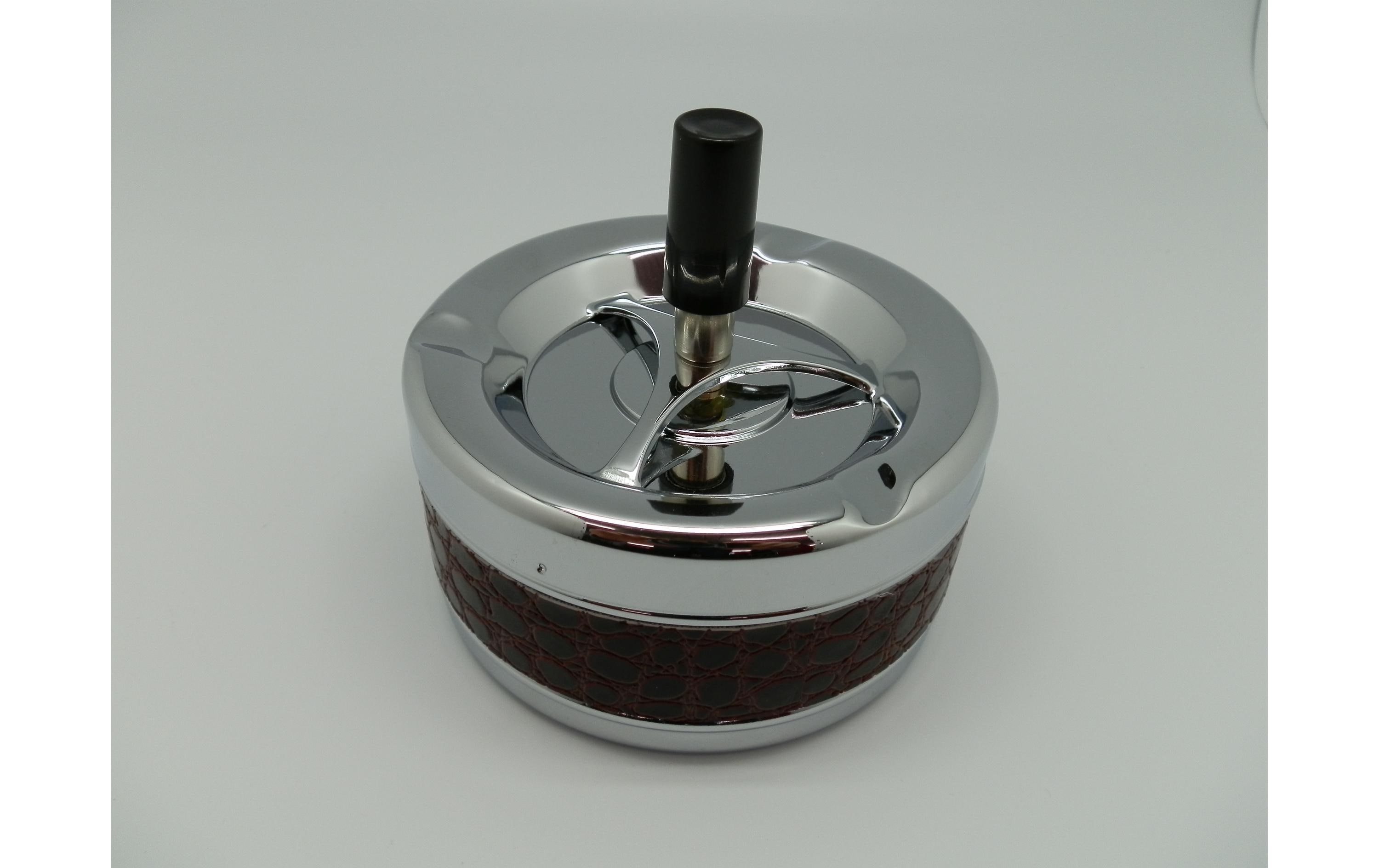 Dameco Aschenbecher mit Schleuderdeckel, Braun/Silber