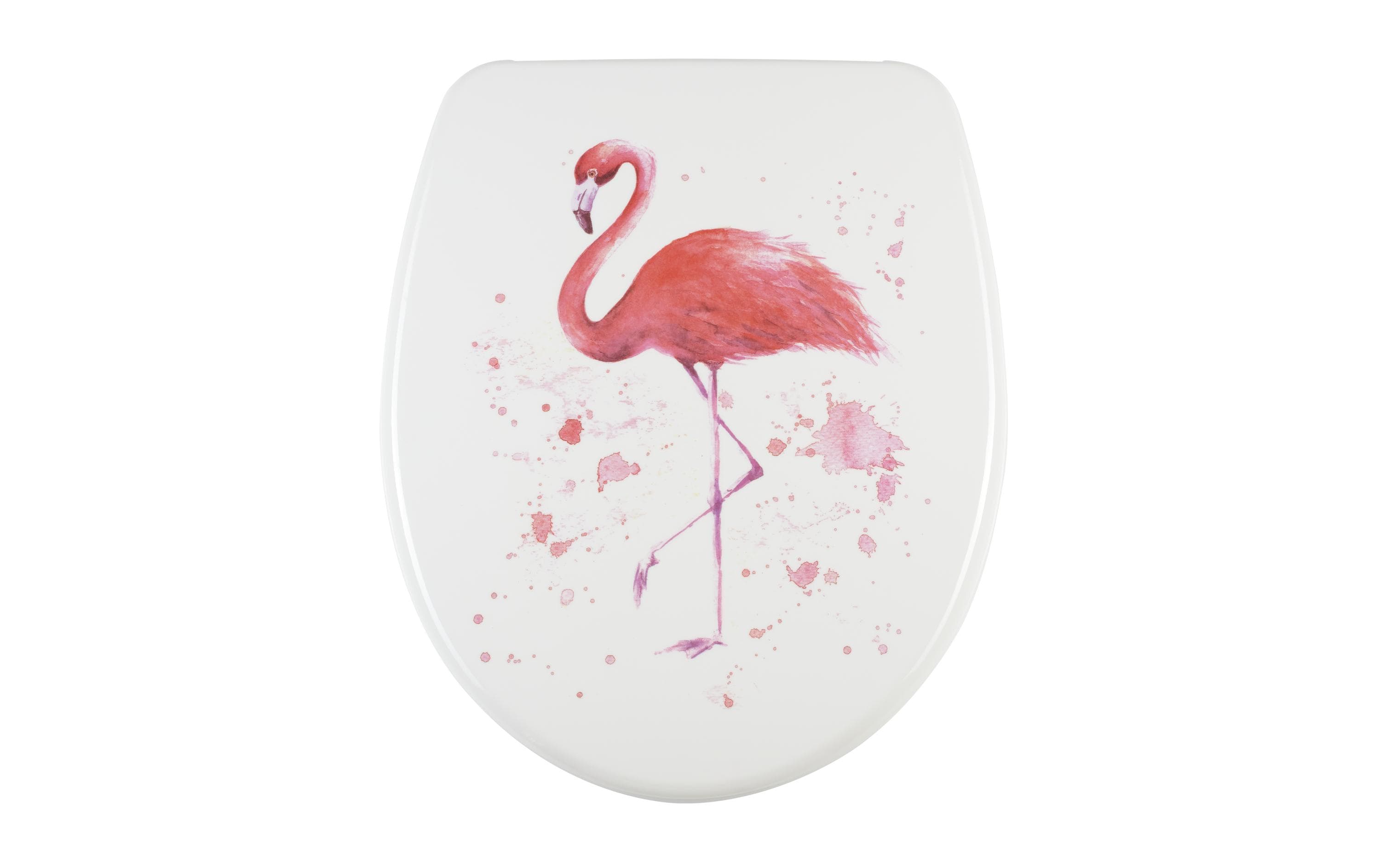 diaqua® Toilettensitz Flamingo mit Absenkautomatik, Weiss/Rosa