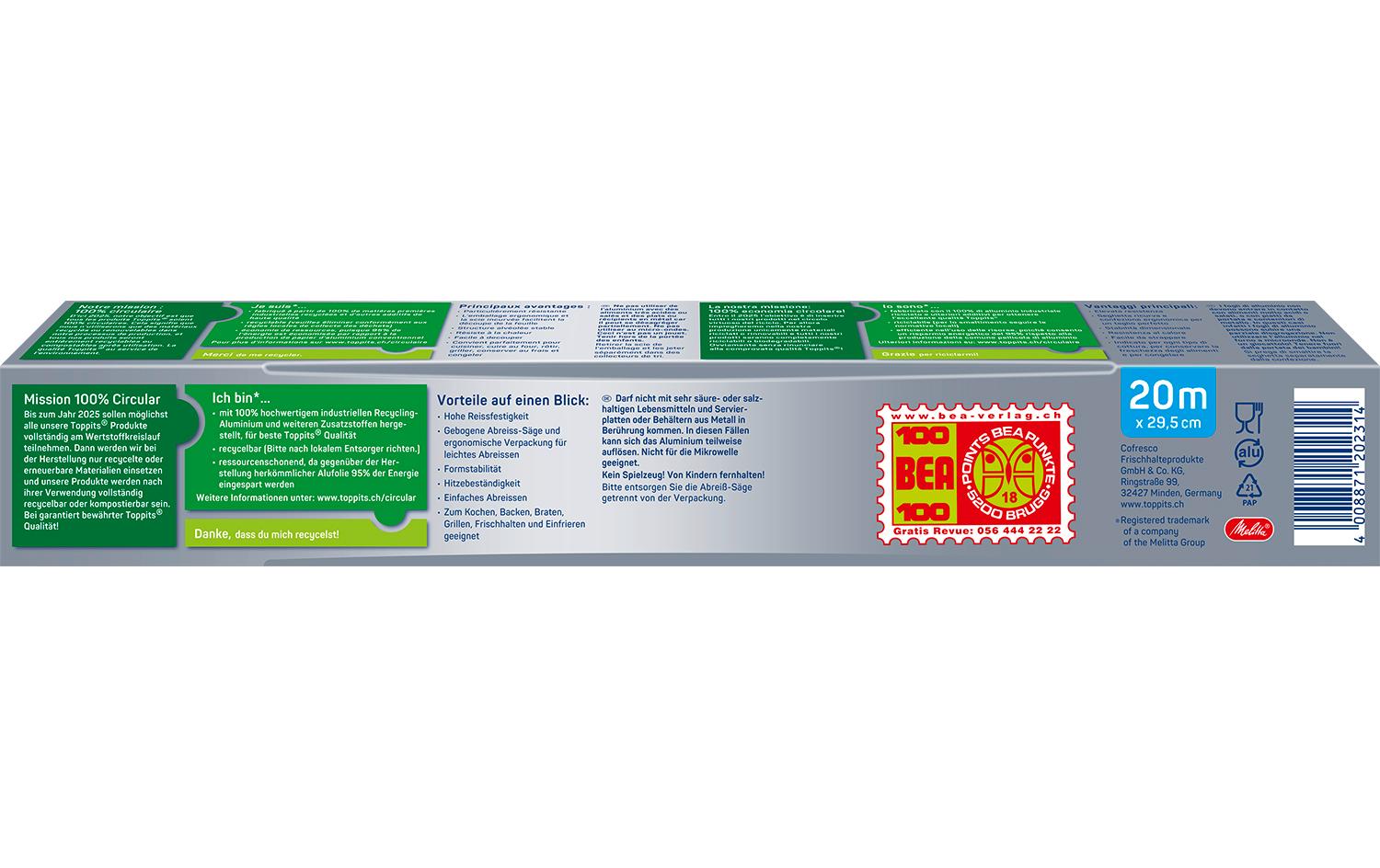 Toppits Alufolie 29 cm x 20 m