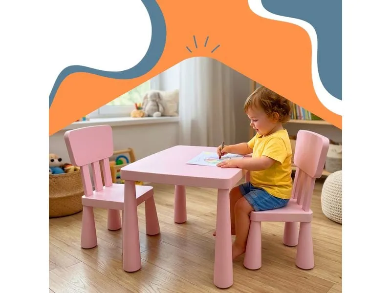 relaxdays Kindersitzgruppe 3-teilig, Kunstoff, Rosa relaxdays Kindersitzgruppe 3-teilig, Kunstoff, Rosa