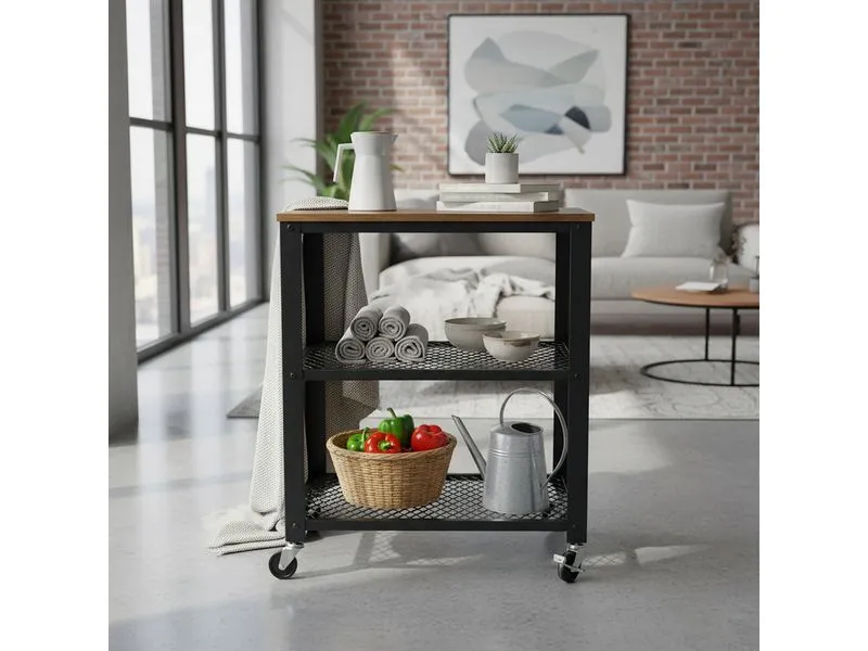 relaxdays Küchenwagen 77.5 x 60 cm Schwarz/Braun relaxdays Küchenwagen 77.5 x 60 cm Schwarz/Braun