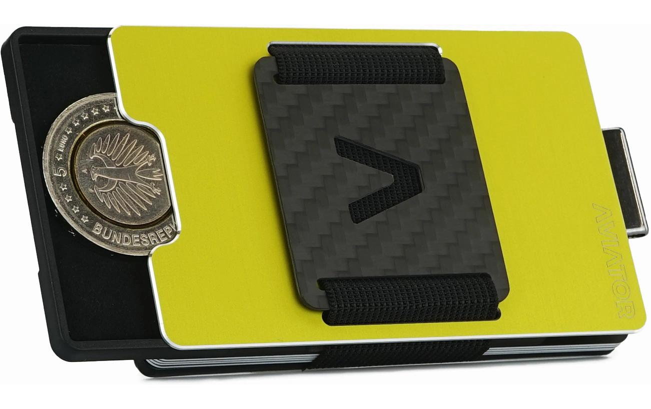 AVIATOR Wallet SLIDE Carbon cash clip electric lime
