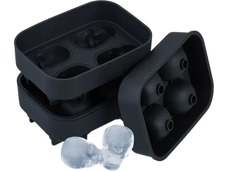 relaxdays Eiswürfelform Totenkopf 2 Stück, Schwarz