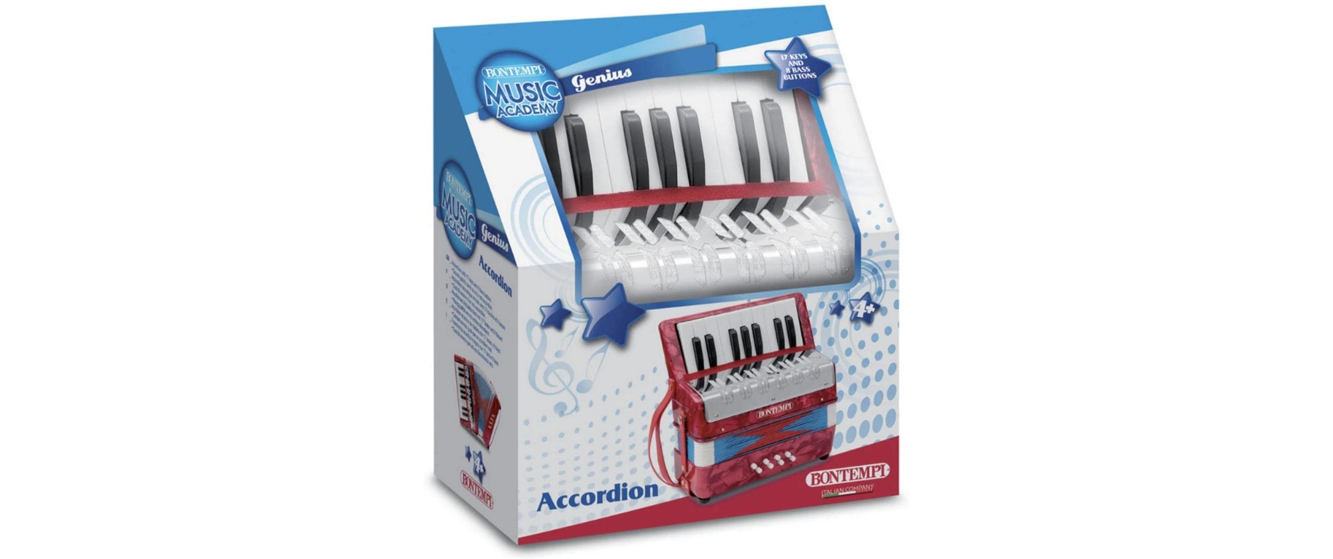 Bontempi Musikinstrument Akkordeon 17 Tasten (C-E) und Halbtöne Bontempi Musikinstrument Akkordeon 17 Tasten (C-E) und Halbtöne