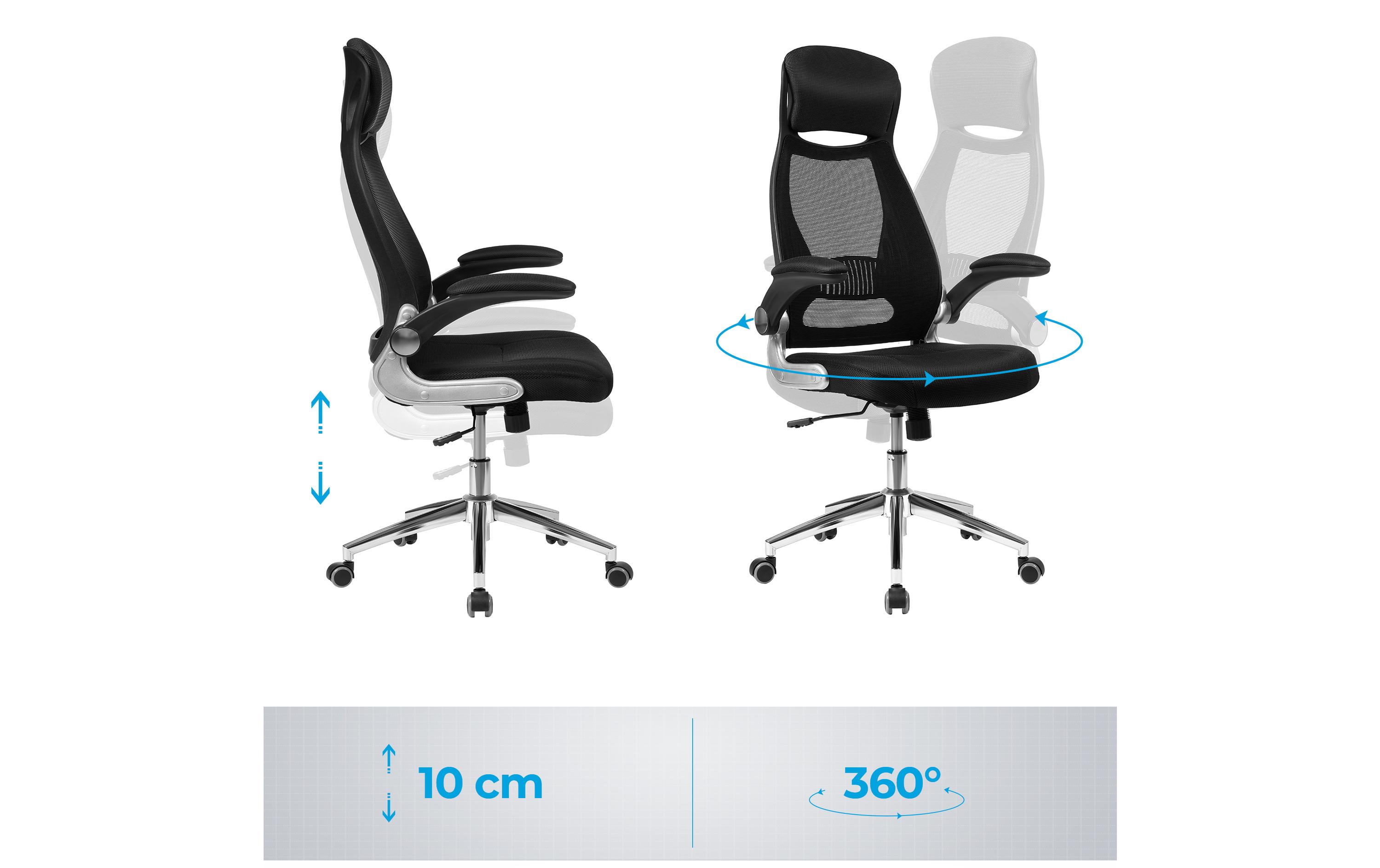 Songmics Bürostuhl mit Netzbezug, Armlehnen und Kopfstütze
