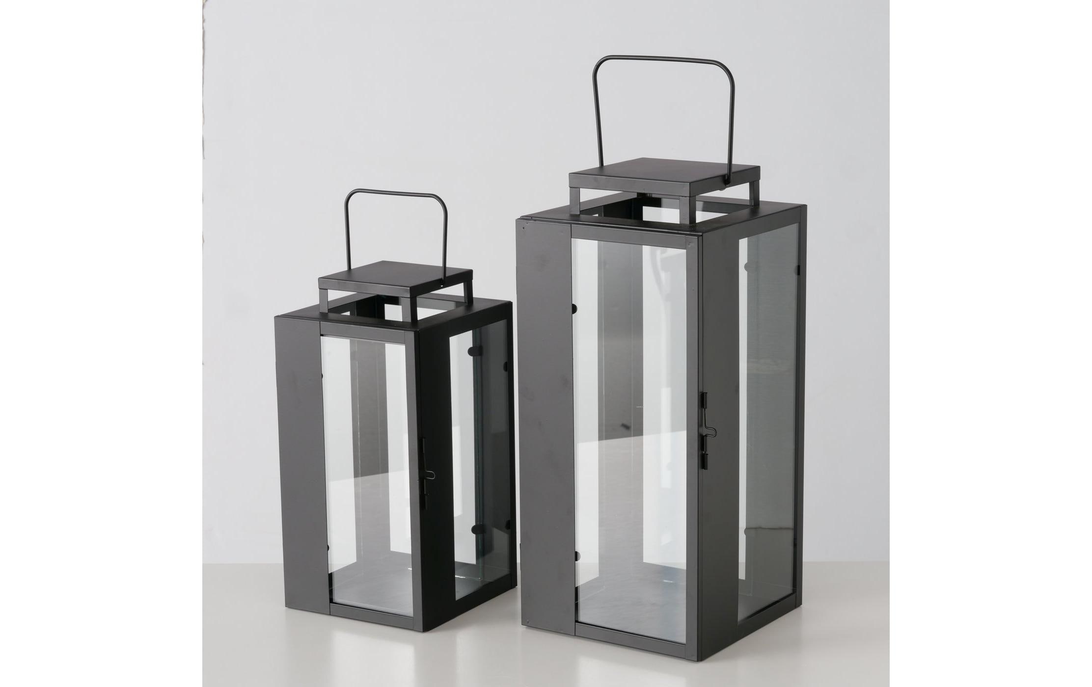 Boltze Laterne Ironedge 2-teilig, Schwarz/Transparent