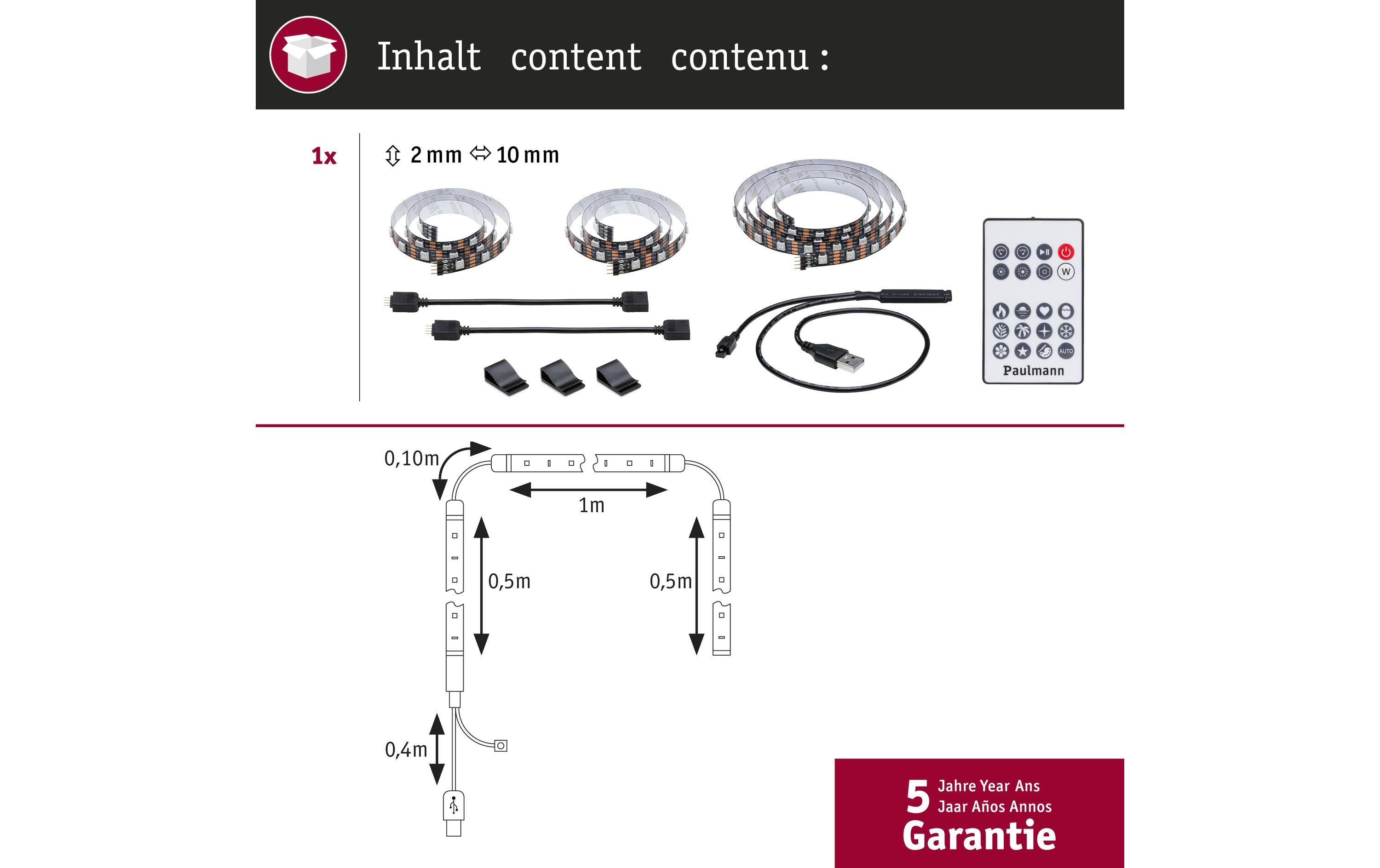 Paulmann EntertainLED USB Strip TV-Beleuchtung RGB+, 55 Paulmann EntertainLED USB Strip TV-Beleuchtung RGB+, 55