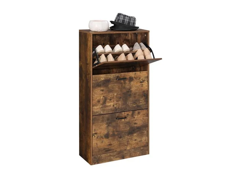 VASAGLE Schuhschrank mit 3 Klappen 60 x 120 cm, Braun