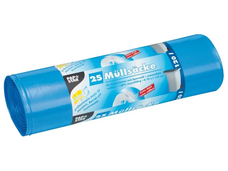 Papstar Kehrichtsack 120 l, 25 Stück, Hellblau Papstar Kehrichtsack 120 l, 25 Stück, Hellblau