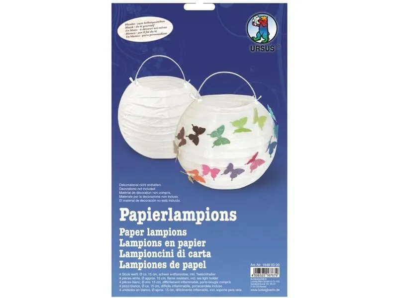 URSUS Lampion Ø 15 cm Weiss, 4 Stück