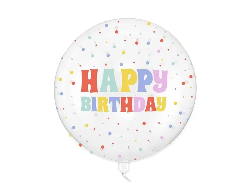 Partydeco Bubble Happy Birthday Transparent