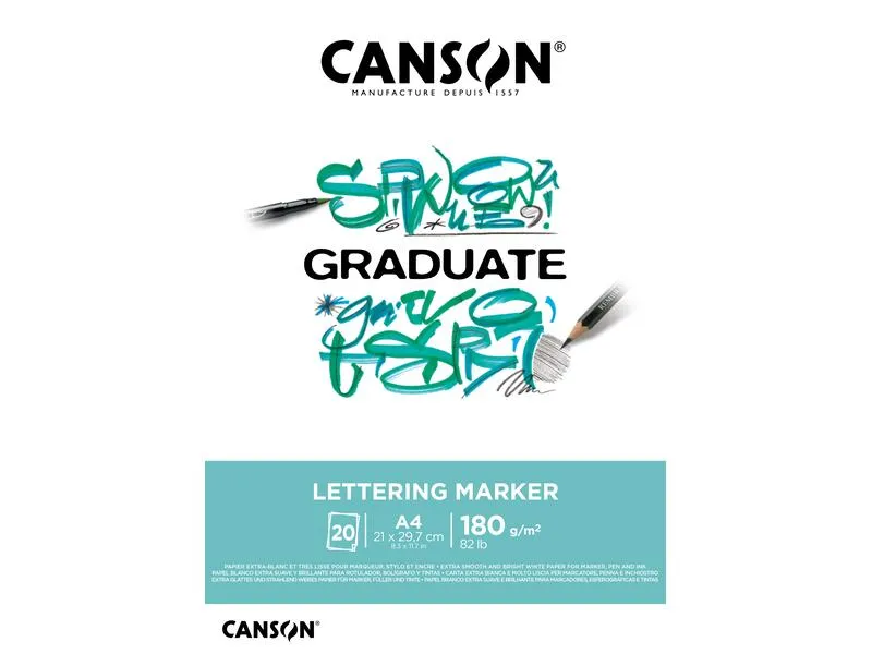 Canson Zeichenblock Graduate Lettering Marker A4, 20 Blatt Canson Zeichenblock Graduate Lettering Marker A4, 20 Blatt