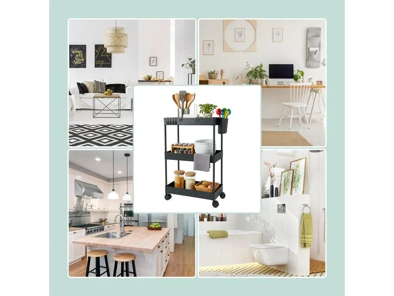 relaxdays Küchenwagen 62.5 x 40 x 22 cm Schwarz relaxdays Küchenwagen 62.5 x 40 x 22 cm Schwarz