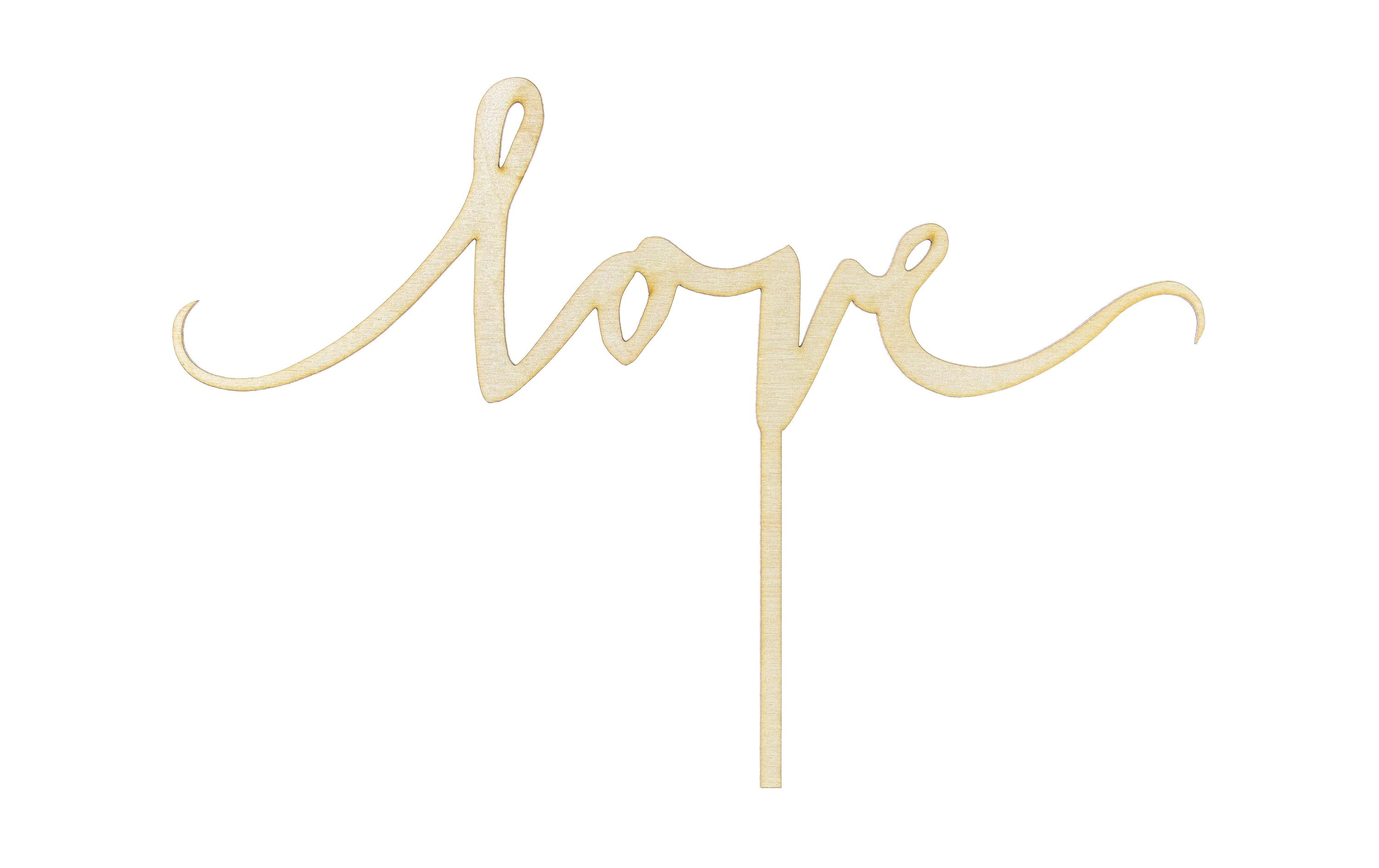 Partydeco Kuchen-Topper Love 23 x 16 cm, Holz, 1 Stück, Braun