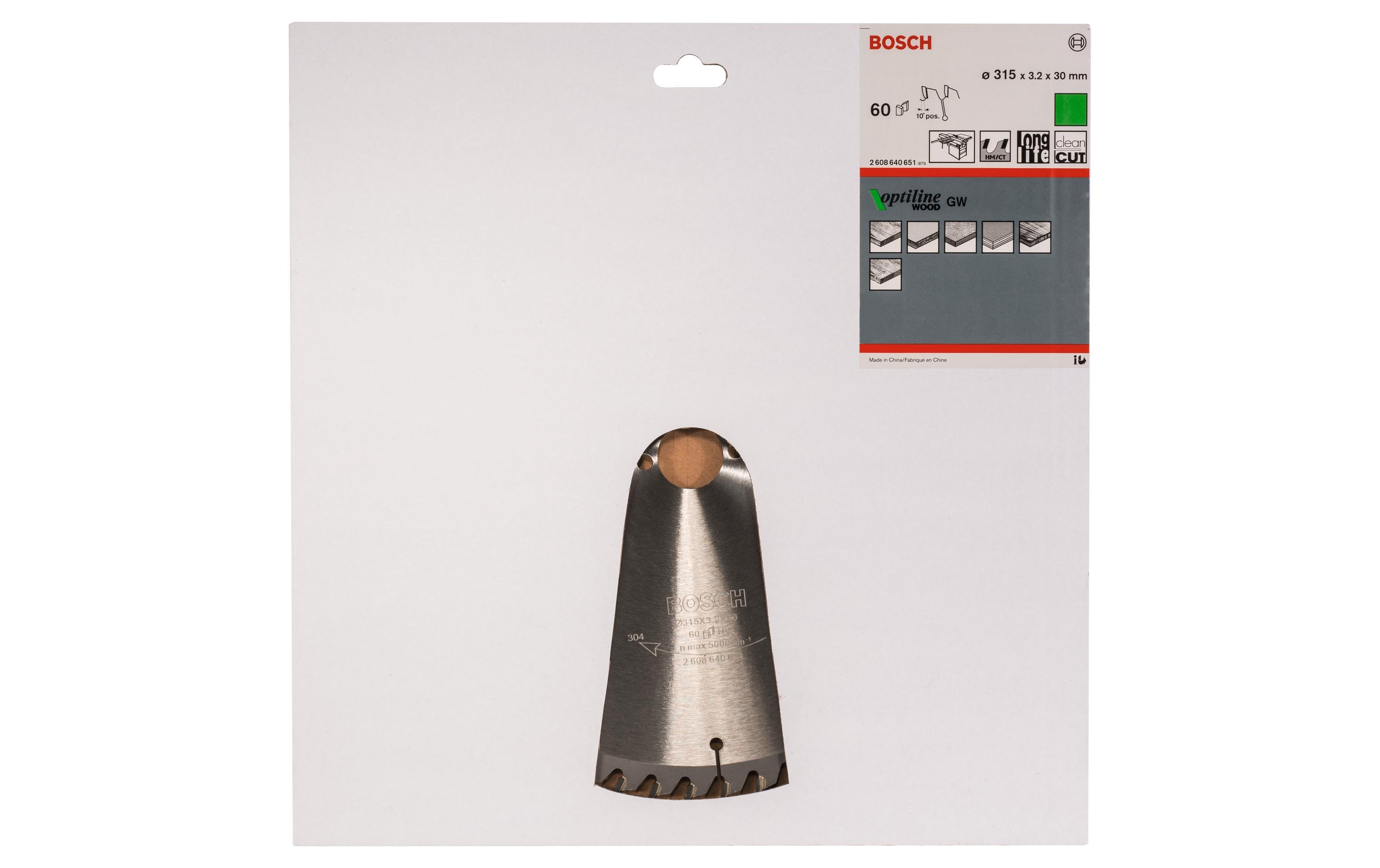 Bosch Professional Kreissägeblatt Optiline Wood, 315 x 30 x 3.2 mm, Z 60 Bosch Professional Kreissägeblatt Optiline Wood, 315 x 30 x 3.2 mm, Z 60
