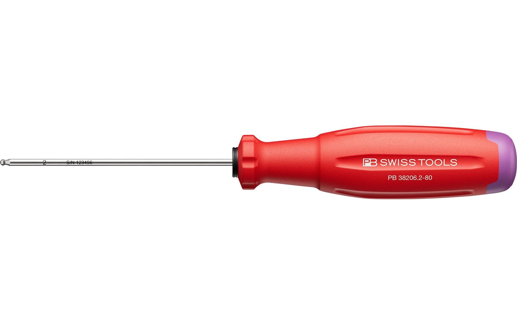 PB Swiss Tools Kugelkopf-Schraubenzieher PB 38206.2-80 Rot Innensechskant