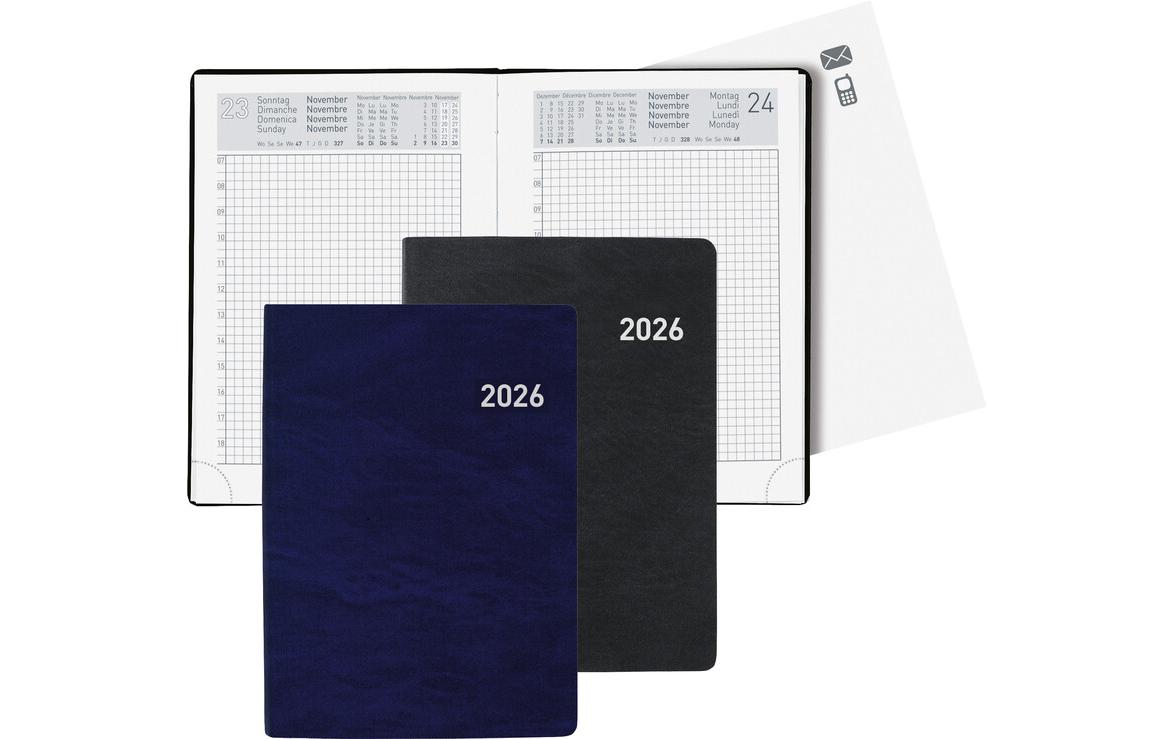 Biella Taschenagenda Technikus Schwarz, 10.1 x 14.2 cm