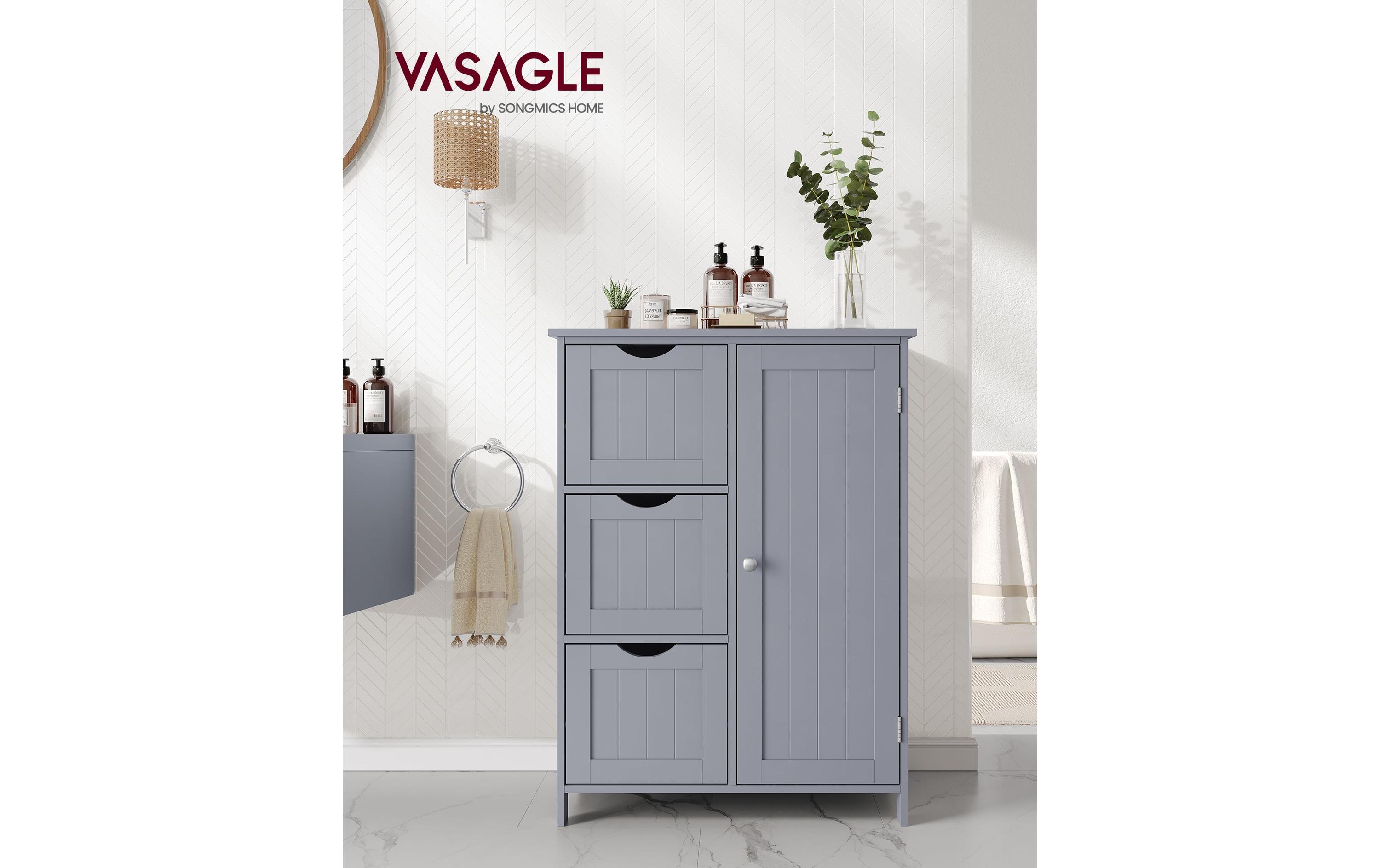 VASAGLE Kommode in Landhausstil 60 x 80 cm, Grau