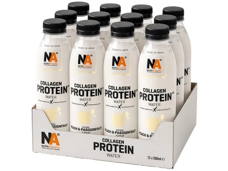 NUTRIATHLETIC COLLAGEN PROTEIN WATER 12 x 500 ml Pfirsich Passionsfrucht