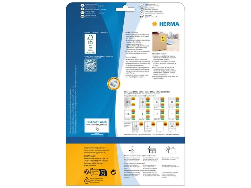 HERMA Universal-Etiketten 4366, 45.7 x 21.2 mm, Gelb, 960 Stück
