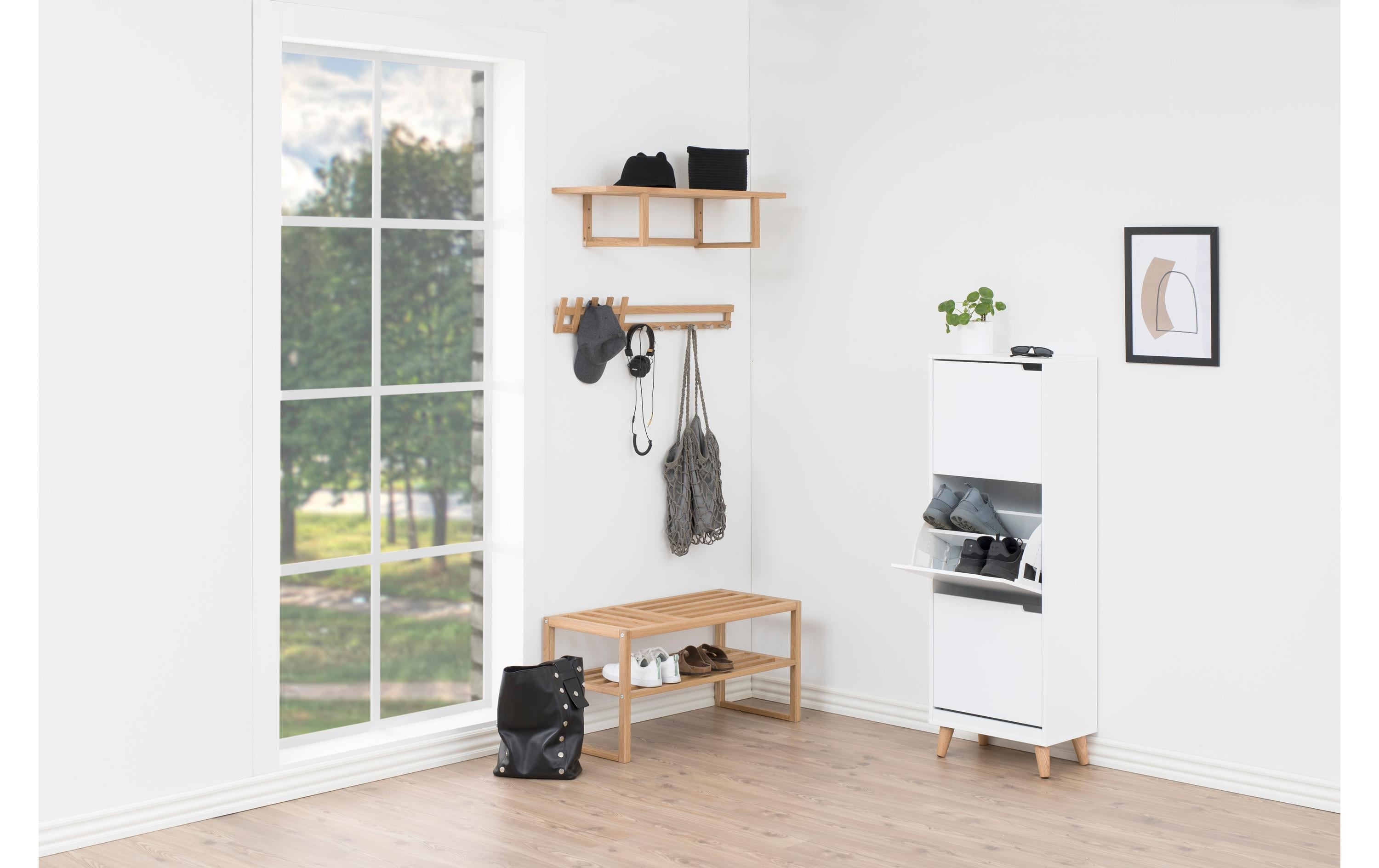 AC Design Schuhschrank Mitra 47 x 30 x 133.5 cm, Nature/Weiss