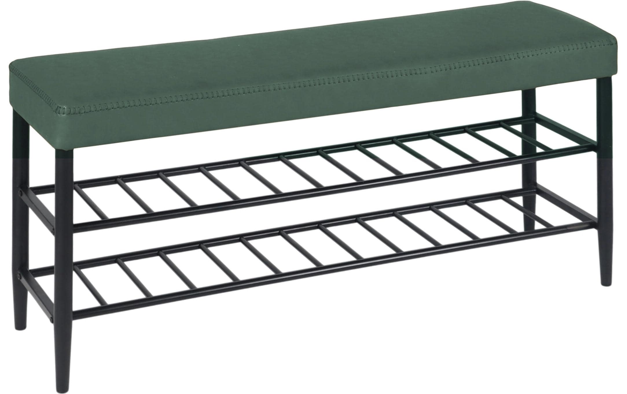 relaxdays Schuhbank mit zwei Ablagen 100 x 50 cm, Grün/Schwarz