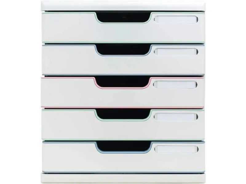 Exacompta Schubladenbox Modulo AutentiK, A4+, 5 Schubladen, Mehrfarbig