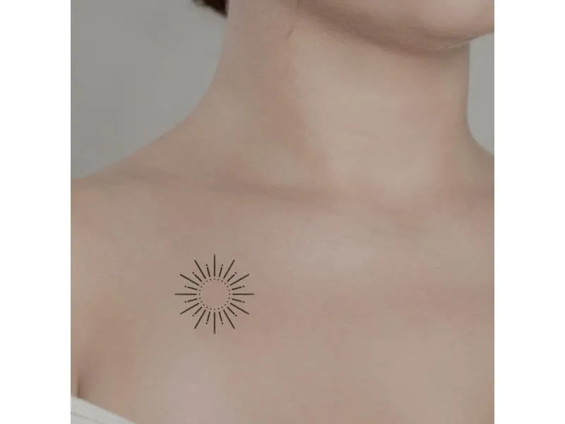 minink Tattoo Kunstvolle Sonne Grösse: S (4.2 cm x 4.2 cm)