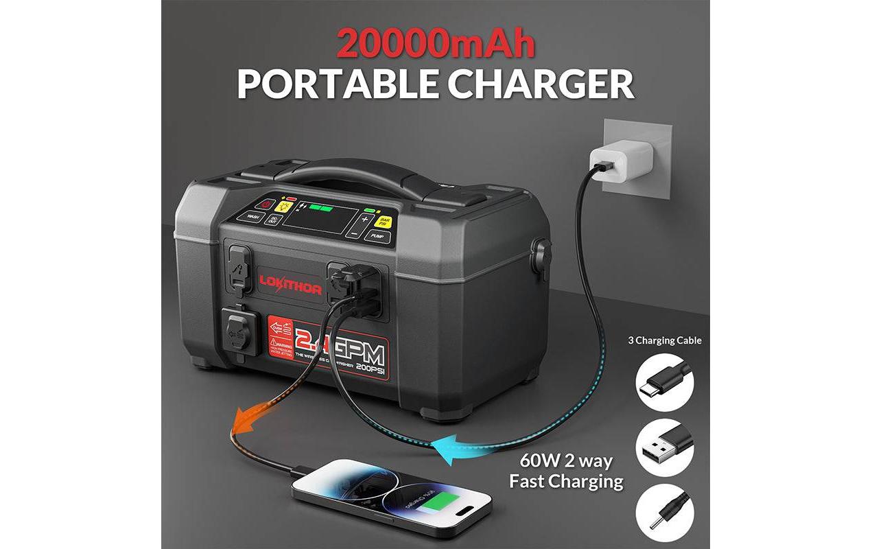 Lokithor Starthilfegerät 2500A mit Kompressor & Hochdruckreiniger