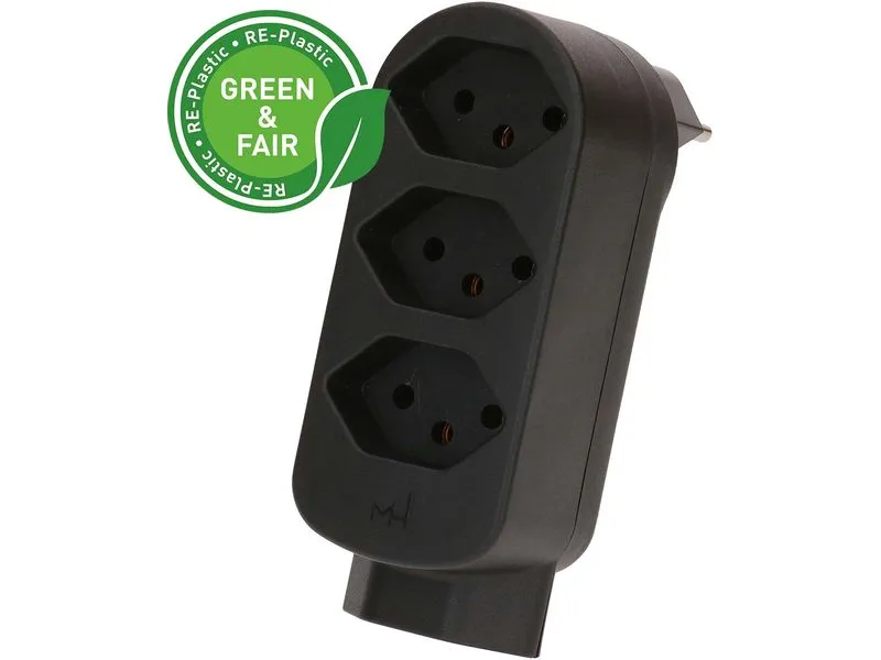 Max Hauri Mehrfachstecker ADAPT 3+1x Typ 13 schwarz drehbar Green+Fair Max Hauri Mehrfachstecker ADAPT 3+1x Typ 13 schwarz drehbar Green+Fair