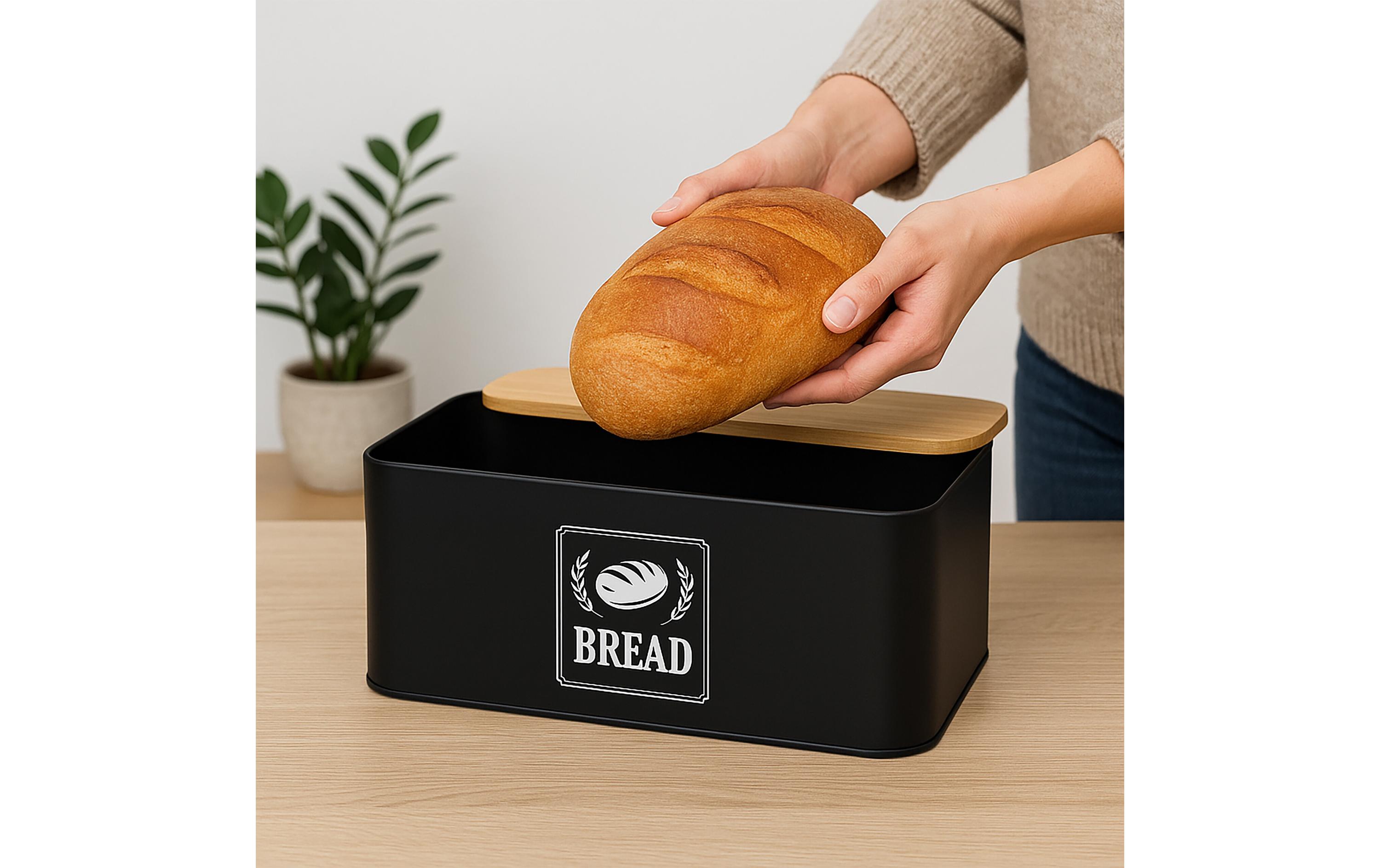 relaxdays Brotkasten Retro Schwarz