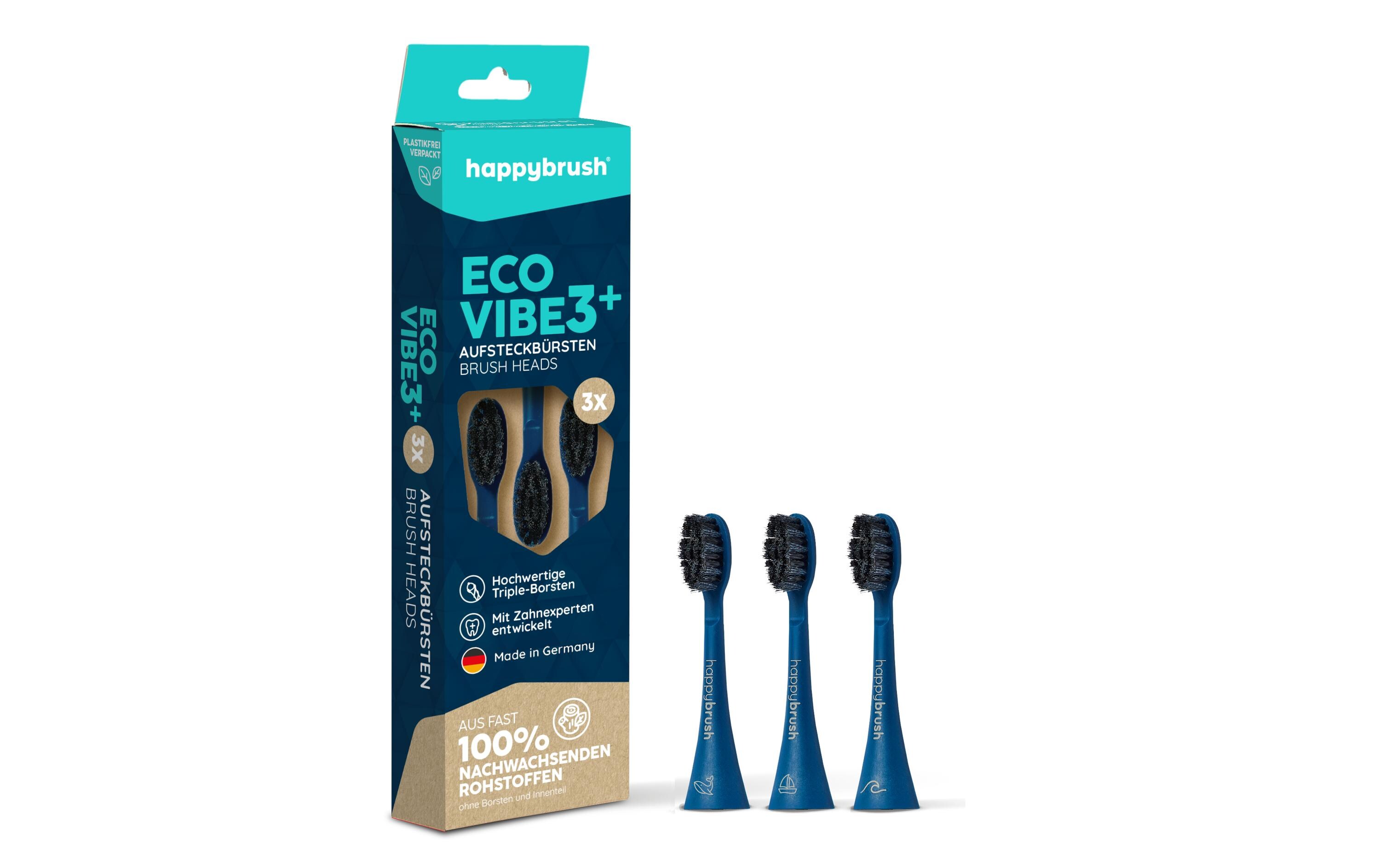 happybrush Zahnbürstenkopf ECO VIBE 3, 3 Stück