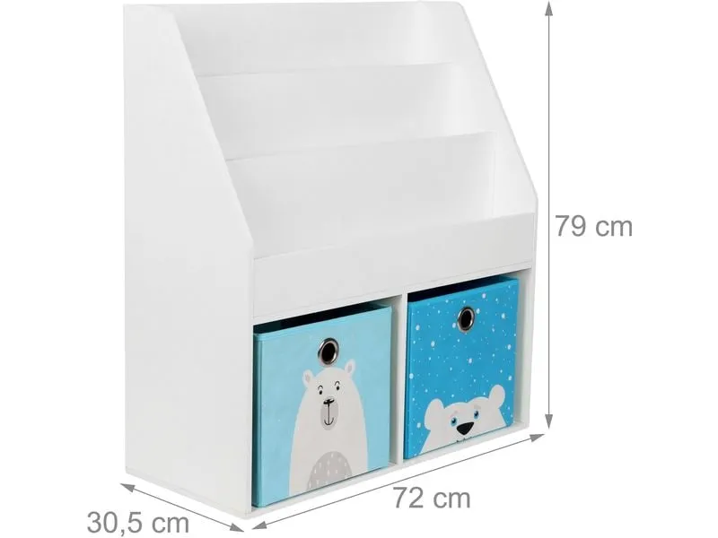 relaxdays Bücherregal für Kinder 79 x 72 x 30.5 cm Weiss/Blau relaxdays Bücherregal für Kinder 79 x 72 x 30.5 cm Weiss/Blau