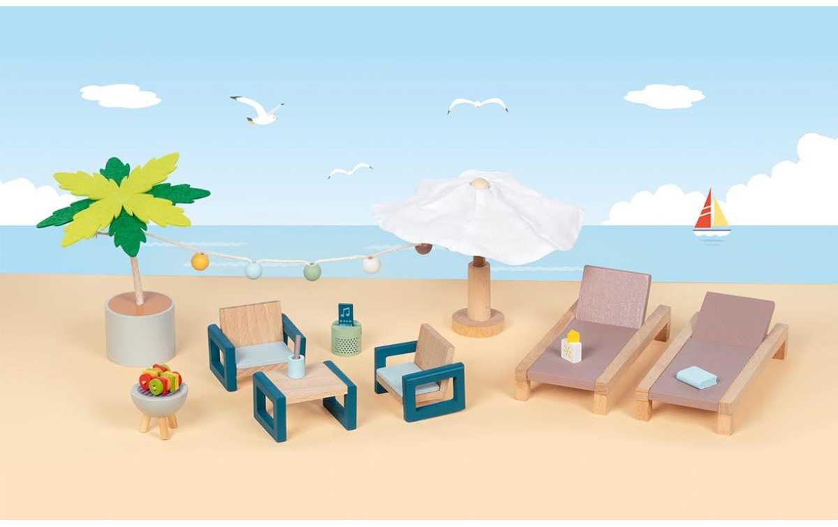 Goki Puppenhausmöbel Outdoor Möbel Set Mallorca