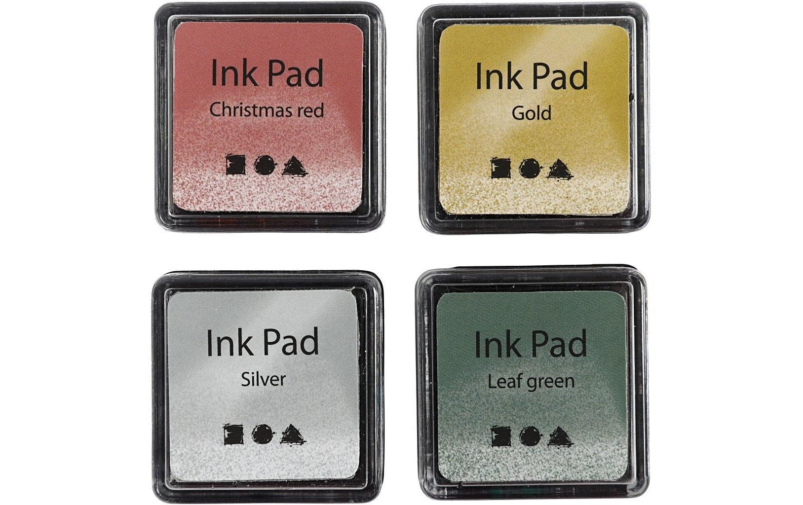Creativ Company Stempelkissen Ink Pad Gold, Grün, Rot, Silber