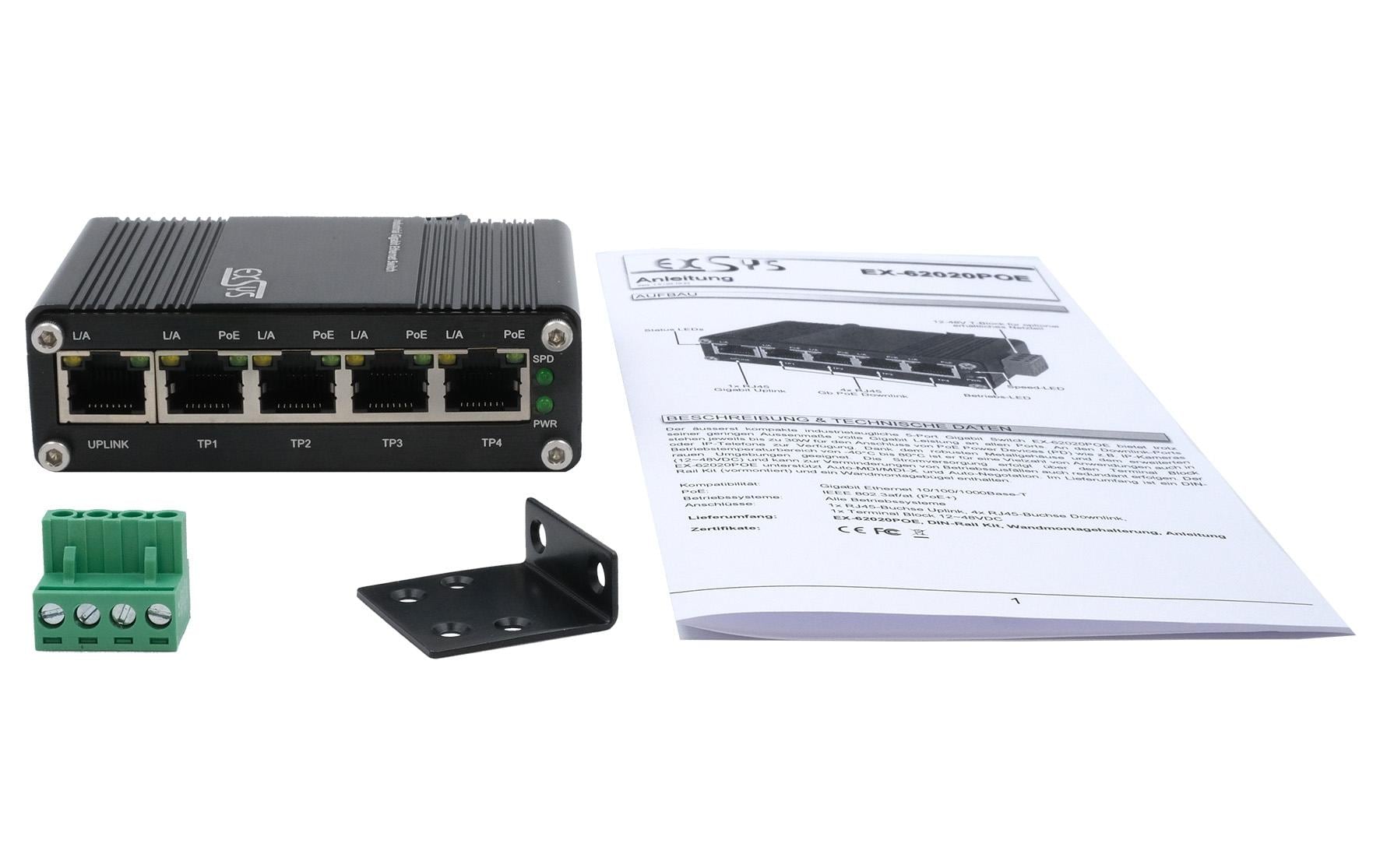 Exsys PoE Switch EX-62020POE 5 Port Exsys PoE Switch EX-62020POE 5 Port