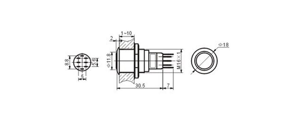 Velleman Drucktaster Metall 16 mm mit blauer Ringbeleuchtung