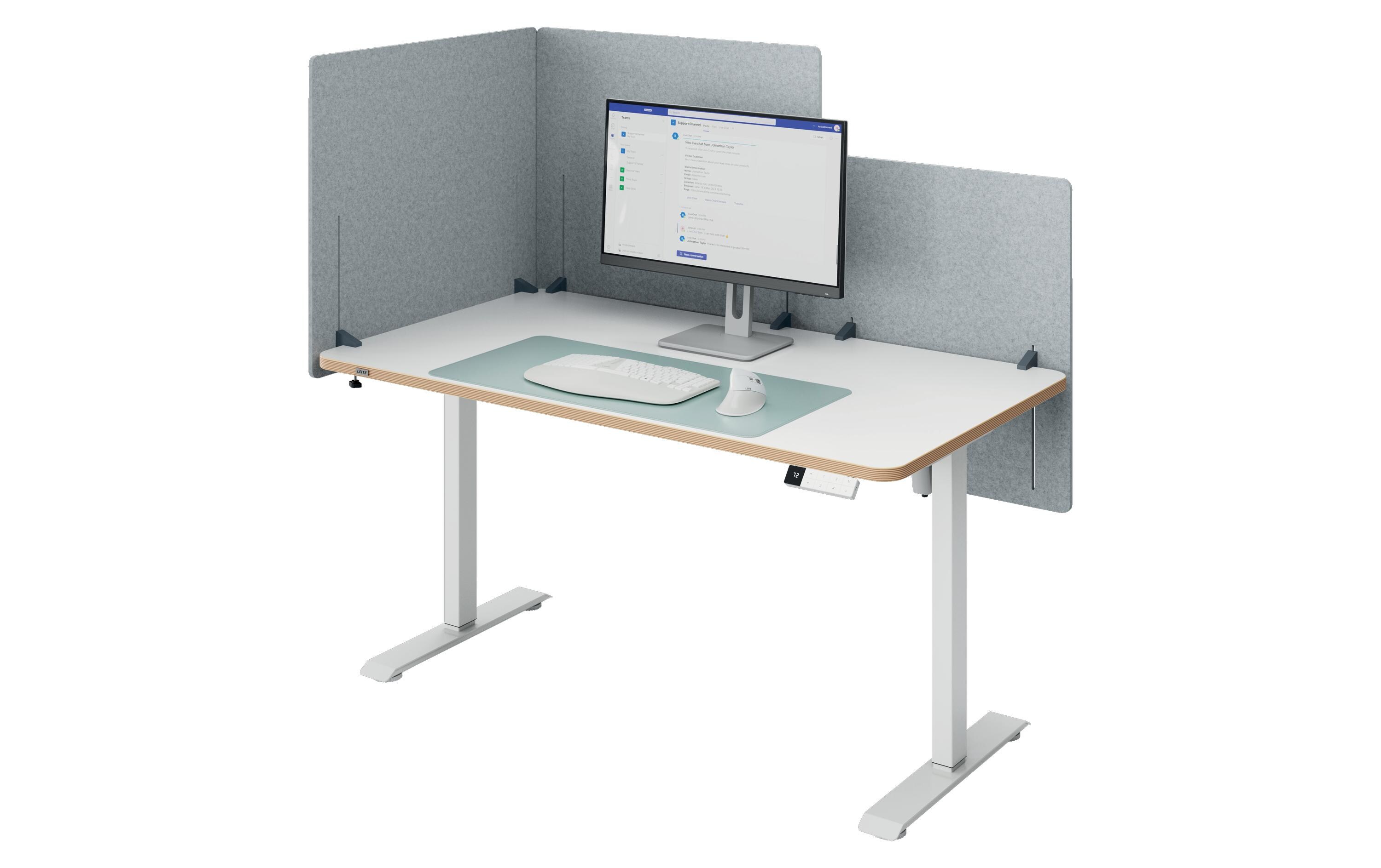 Leitz Ergo höhenverstellbare Tischtrennwand 80 x 70m, grau